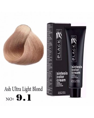 Крем боя за коса - Black Professional Line Sintesis Color Cream Перманентна 100 мл. цвят Ash ultra light blond 9.1 