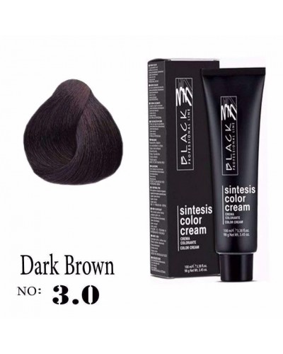 Крем боя за коса - Black Professional Line Sintesis Color Cream Перманентна 100 мл. цвят Dark brown 3.0