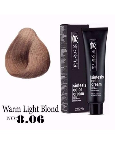 Крем боя за коса - Black Professional Line Sintesis Color Cream Перманентна 100 мл. цвят Warm light blond 8.06 