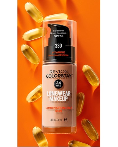 Течен фон дьо тен от Revlon за комбинирана и мазна кожа, Revlon ColorStay for Combination/Oily Skin SPF 15 № 180 SAND BEIGE 