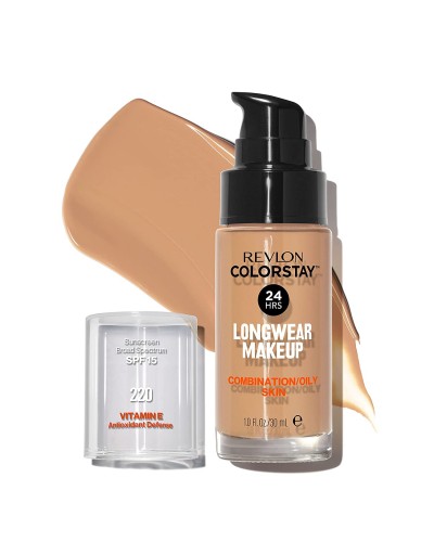 Течен фон дьо тен от Revlon за комбинирана и мазна кожа, Revlon ColorStay for Combination/Oily Skin SPF 15 № 220 NATUR BEIGE